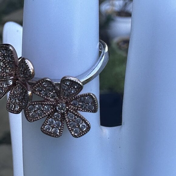 NVC Rose Gold Vermeil Sterling Pave Ring Size 6.75 Flower Daisy Lab Created CZ - Picture 6 of 10